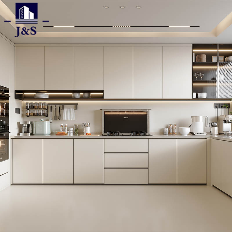 Desain penyimpanan ruang Dapur Kabinet Putih Krem