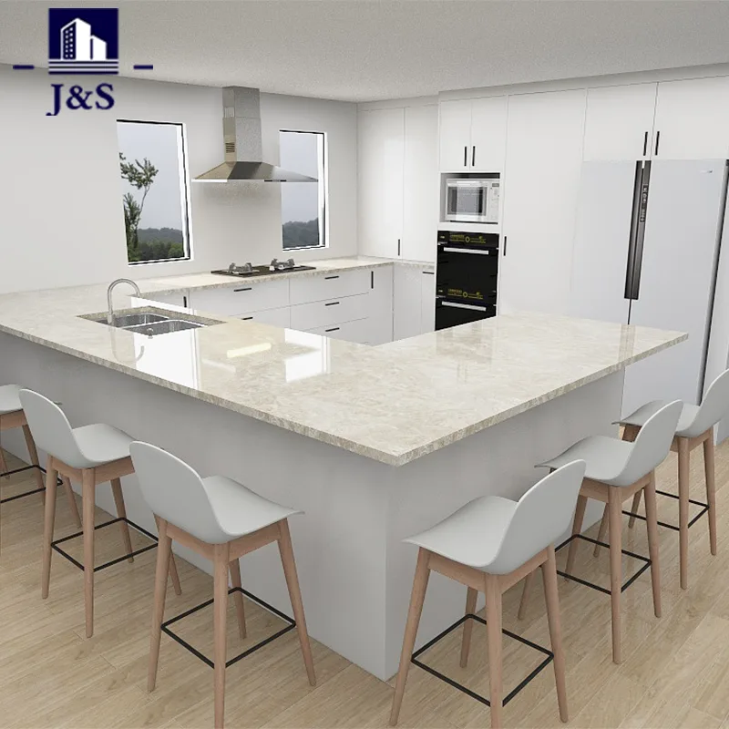Dapur Modern Putih Pulau Besar