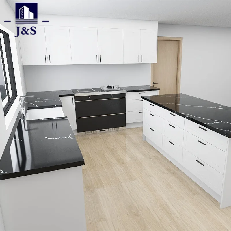 Dapur Pengocok Putih dengan Atasan Batu Hitam